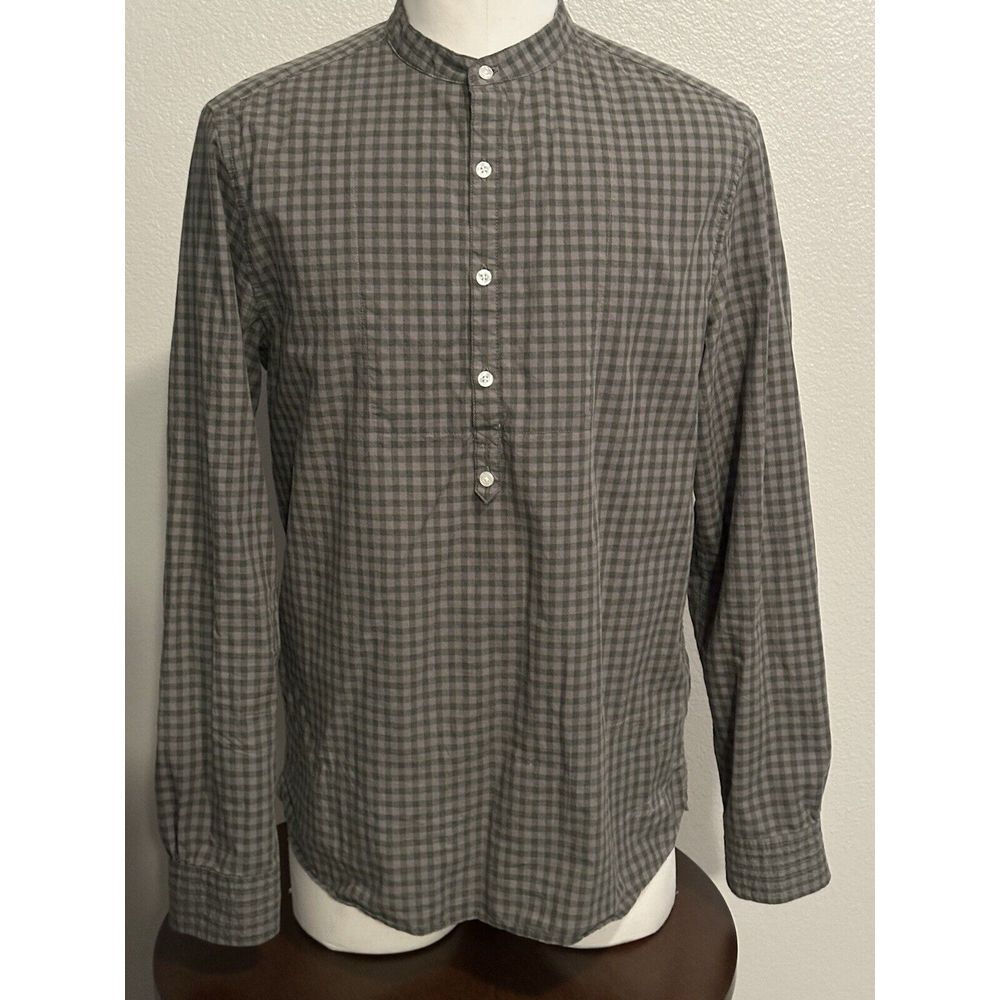 Michael Bastian Shirt Men's Large‎ Cotton Pullover Popover Tunic Check Plaid